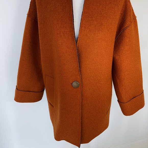 NWOT Warehouse Modern Bonded Rust Coat - Picture 5 of 11